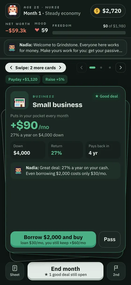 A deal card: a small business paying 90 dollars a month